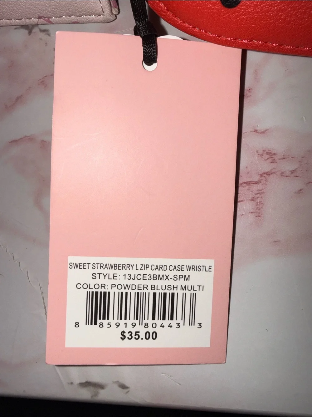 Juicy Couture Sweet Strawberry Zip Card Case Wristlet with Strawberry Coin Pouch